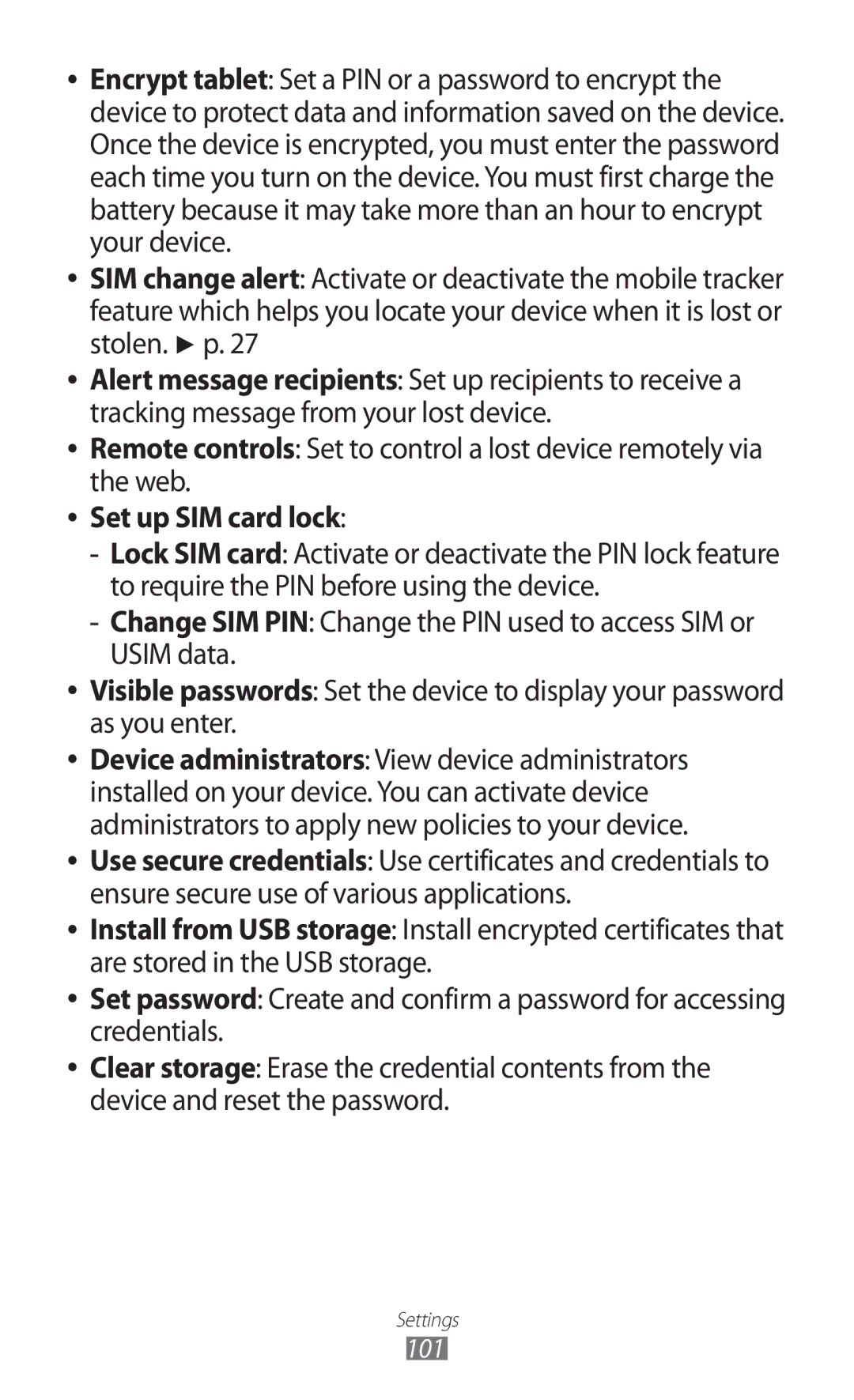 Samsung GT-P7500 user manual Set up SIM card lock 