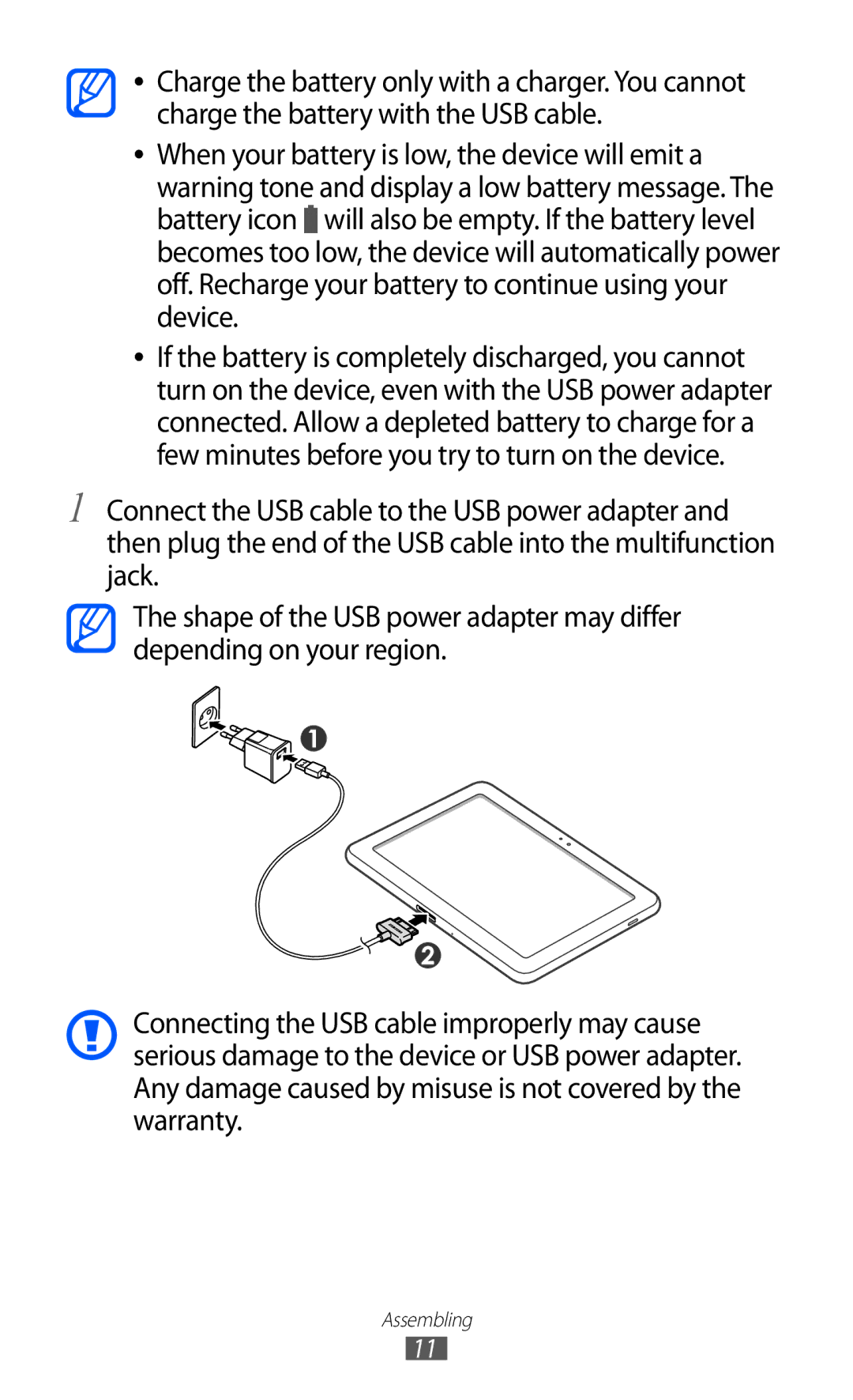 Samsung GT-P7500 user manual Assembling 