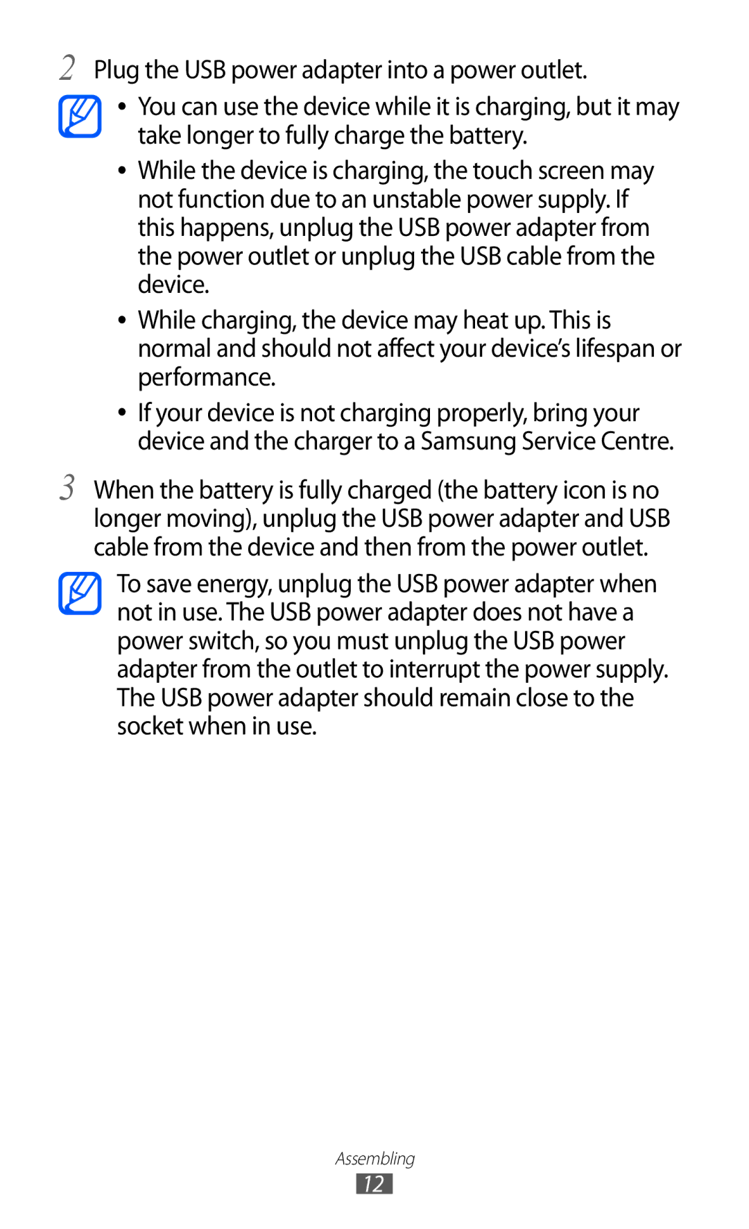 Samsung GT-P7500 user manual Assembling 