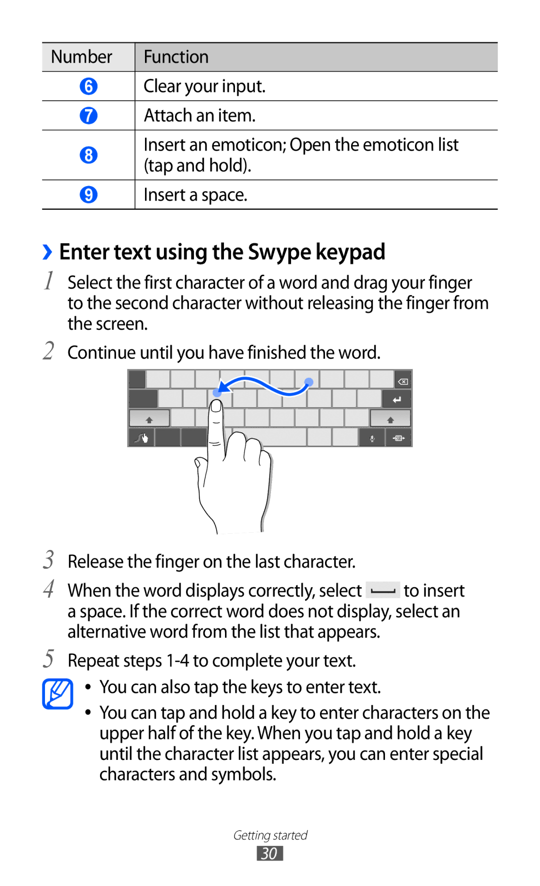 Samsung GT-P7500 user manual ››Enter text using the Swype keypad 