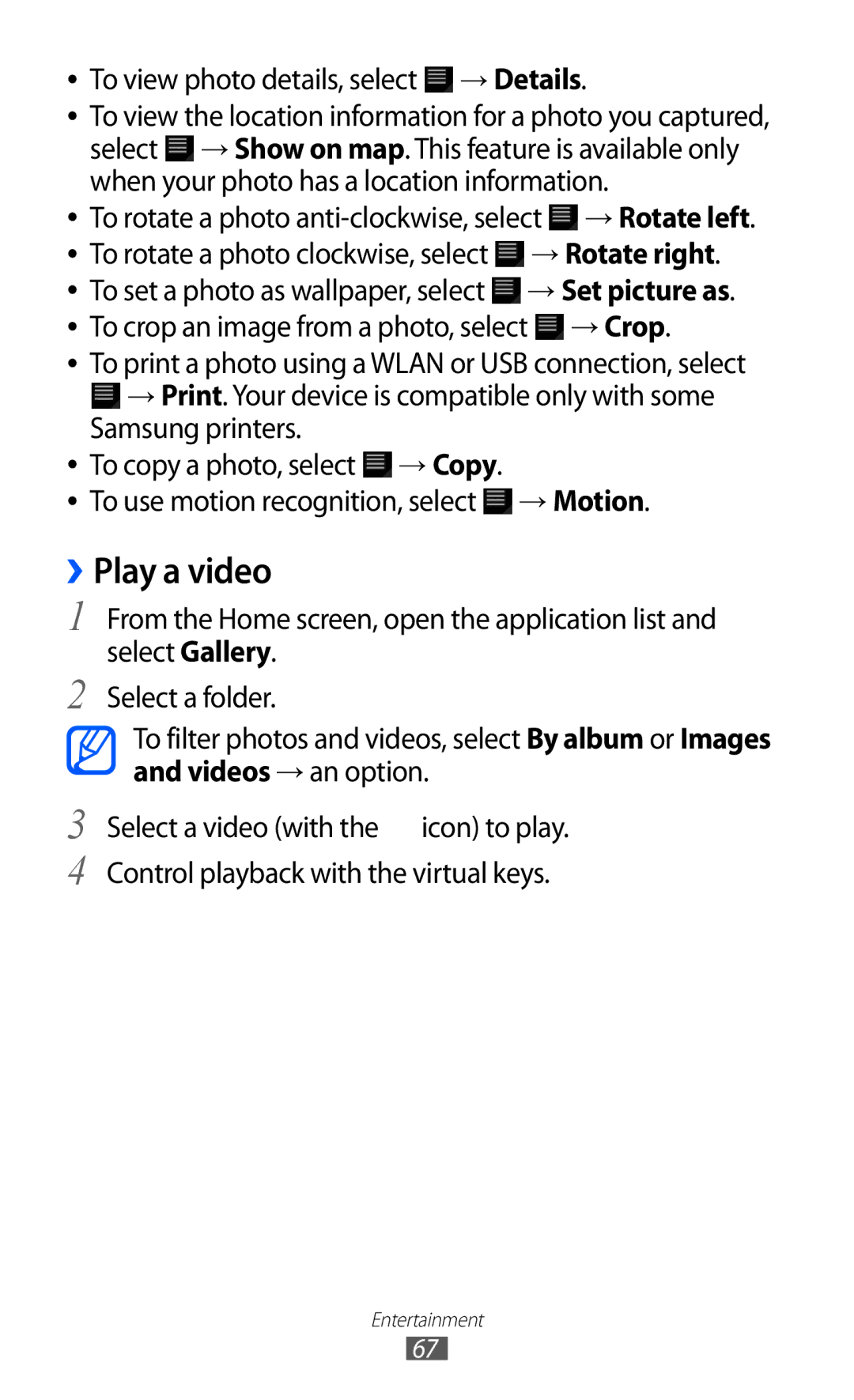 Samsung GT-P7500 user manual ››Play a video, → Rotate right, → Crop 