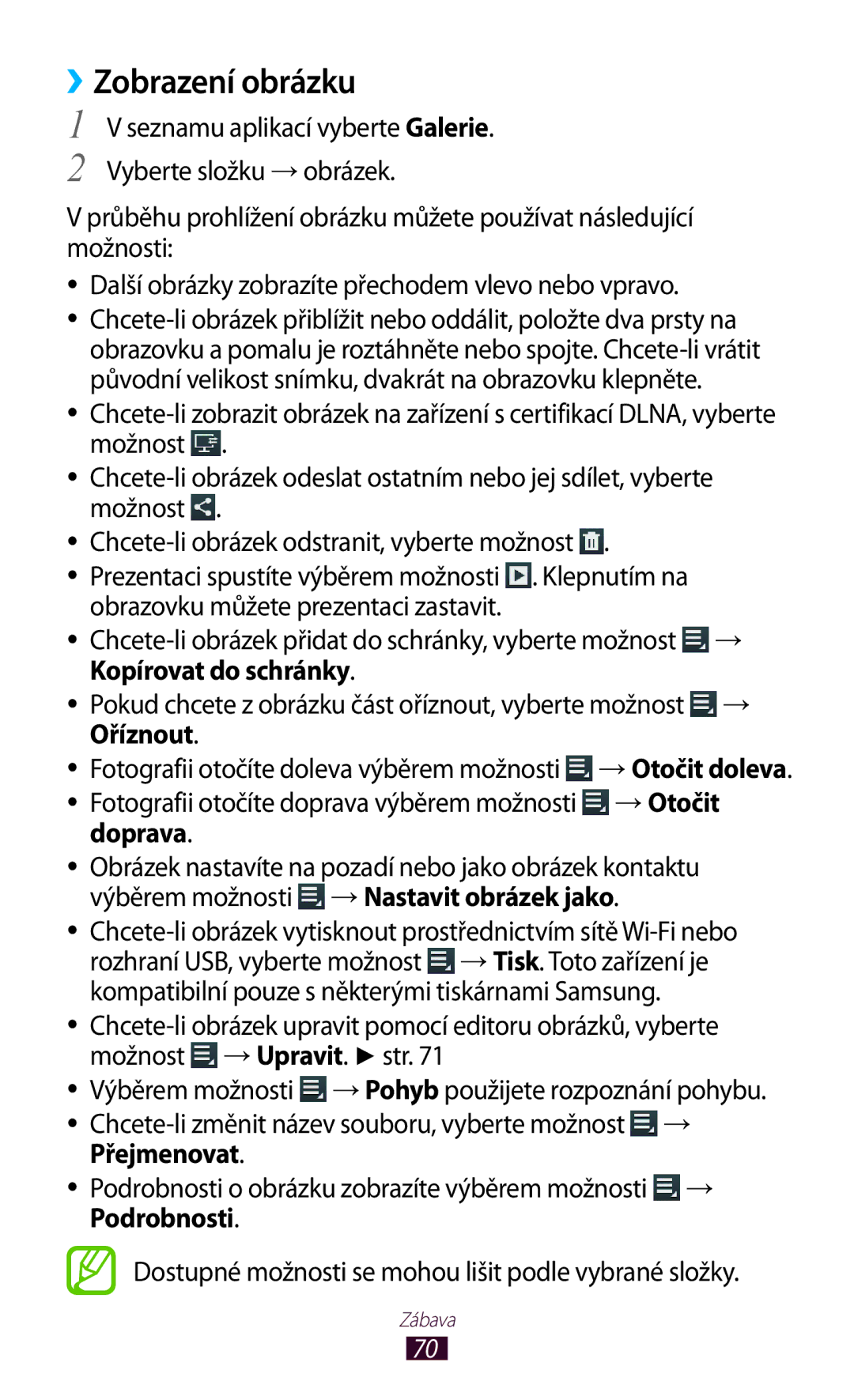 Samsung GT-P7500FKAXEZ, GT-P7500UWDXSK, GT-P7500UWAO2C, GT-P7500UWEXEZ, GT-P7500UWDXEZ manual ››Zobrazení obrázku, Doprava 