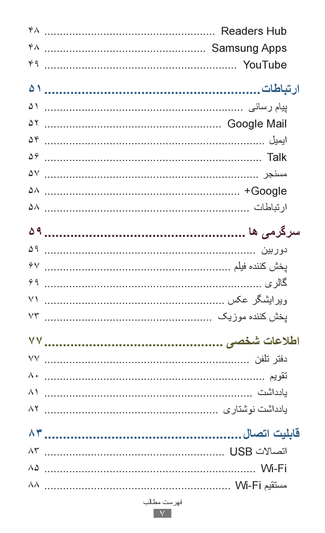 Samsung GT-P7500UWAHAJ manual یناسر مايپ, Google Mail, لیمیا, Talk, رجنسم, +Google, تاطابترا, نیبرود, ملیف هدننک شخپ, یرلاگ 