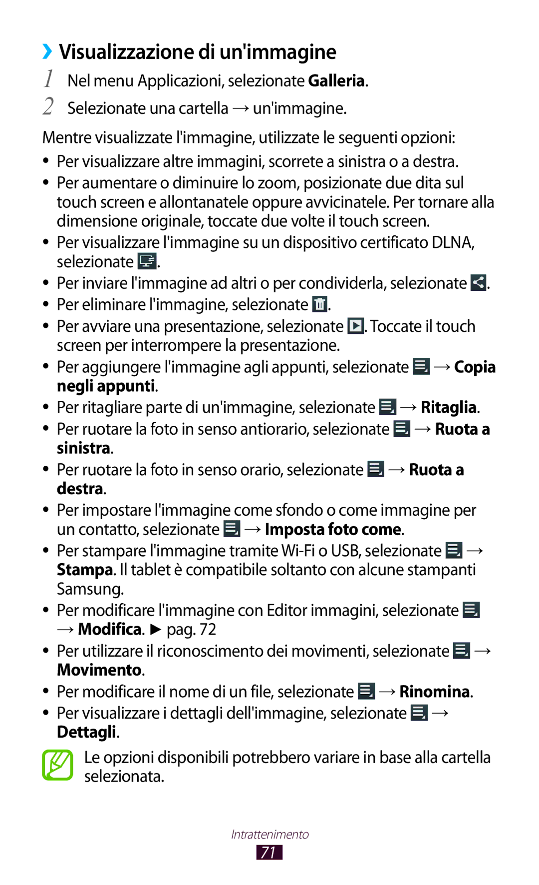 Samsung GT-P7500UWDITV, GT-P7500FKDOMN, GT-P7500UWDHUI, GT-P7500FKDITV ››Visualizzazione di unimmagine, Sinistra, Dettagli 