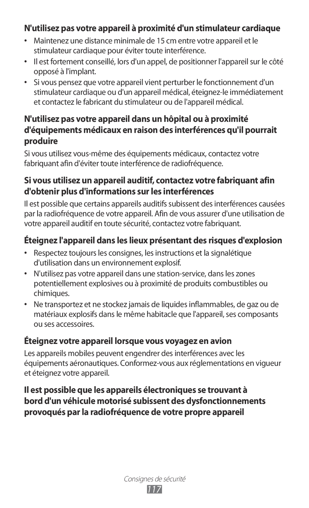 Samsung GT-P7500FKDMTL, GT-P7500FKEBGL, GT-P7500FKDGBL manual 117, Éteignez votre appareil lorsque vous voyagez en avion 