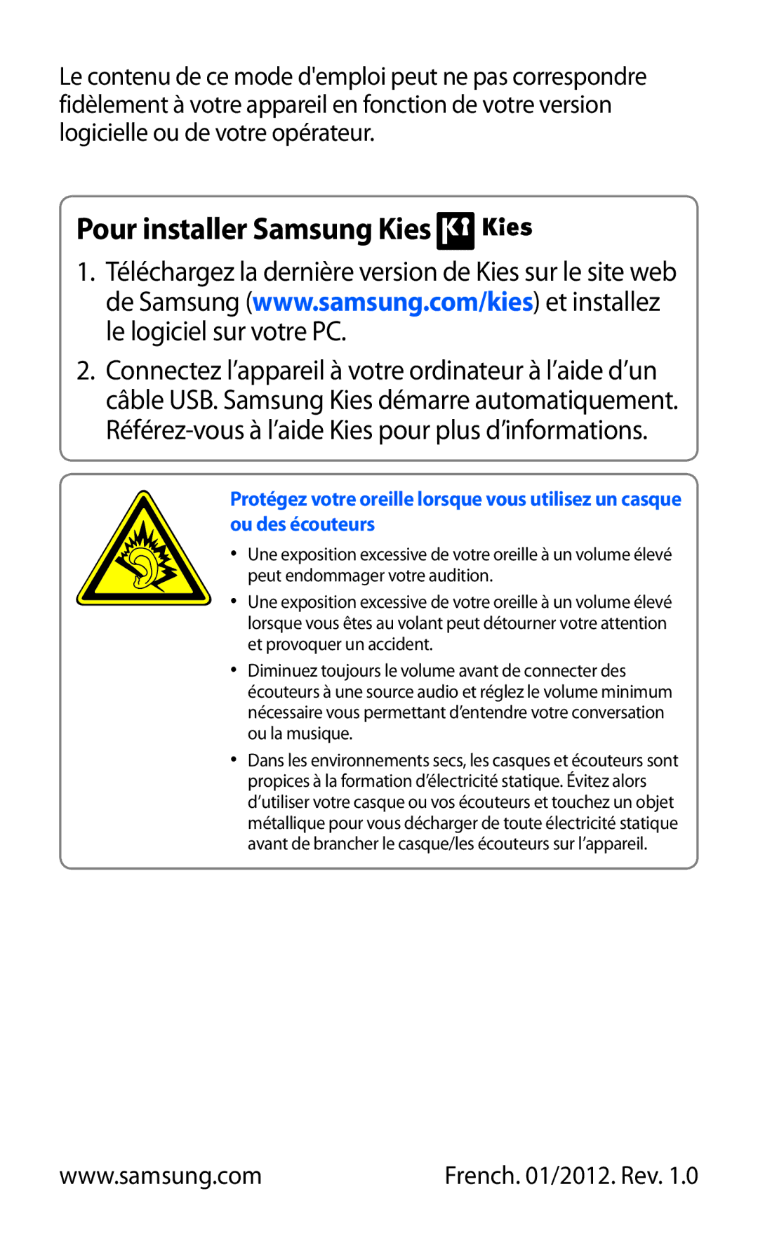 Samsung GT-P7500FKEBGL, GT-P7500FKDGBL, GT-P7500UWDBGL, GT-P7500UWDMTL, GT-P7500FKAMTL manual Pour installer Samsung Kies 