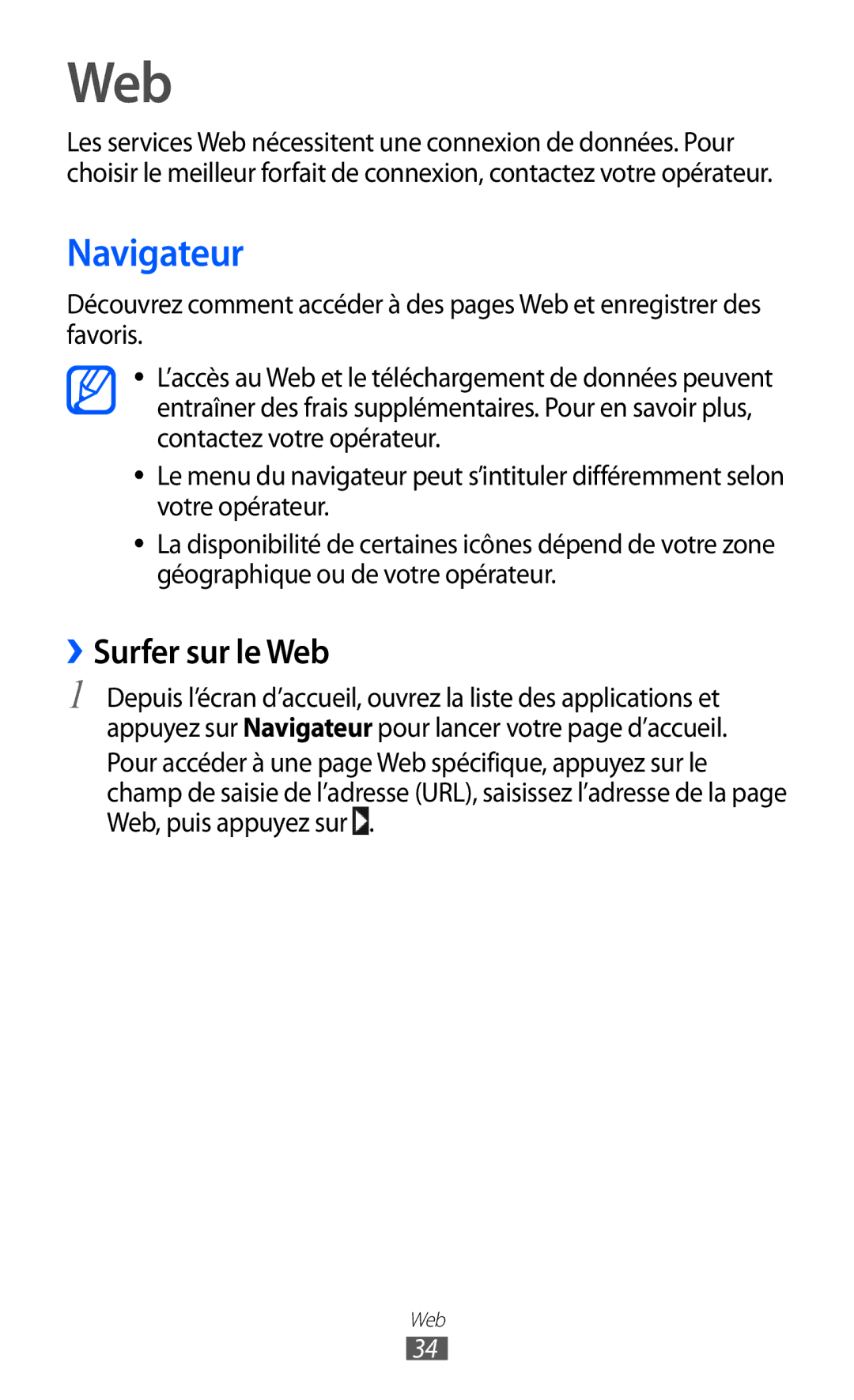 Samsung GT-P7500FKAMTL, GT-P7500FKEBGL, GT-P7500FKDGBL, GT-P7500UWDBGL, GT-P7500UWDMTL Navigateur, ››Surfer sur le Web 