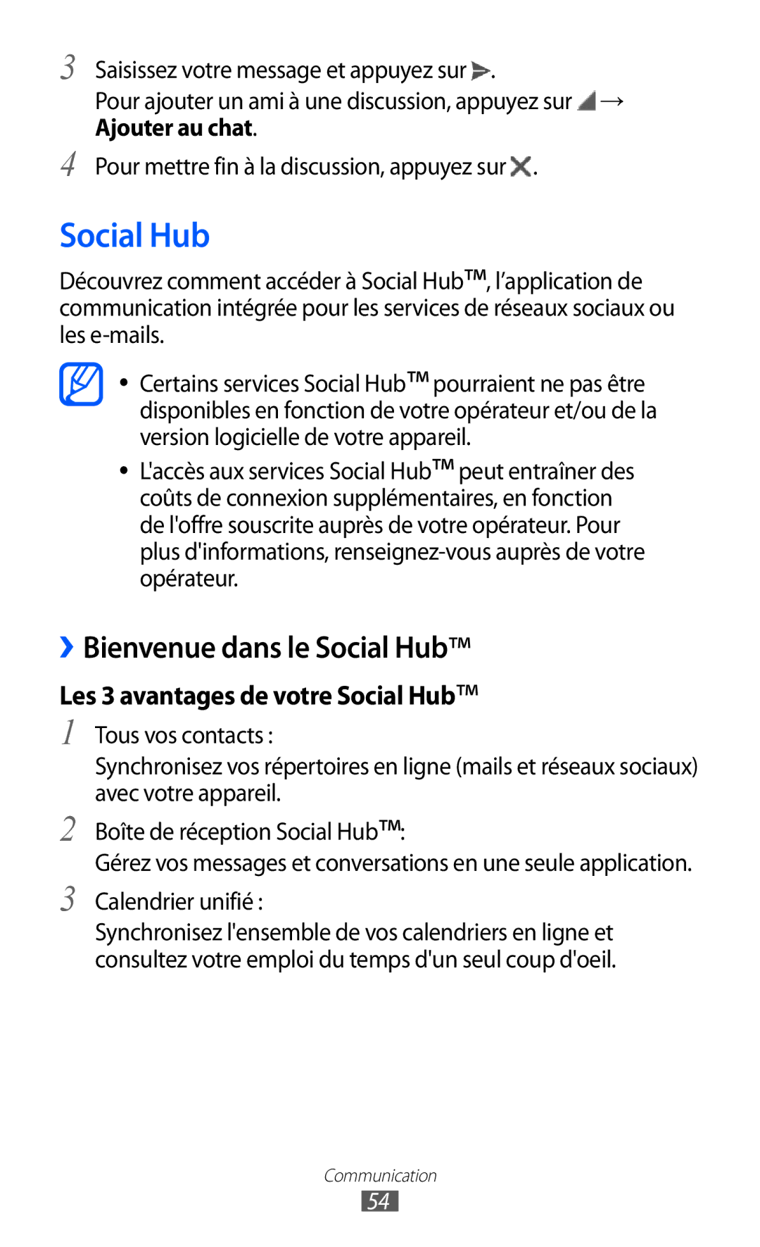 Samsung GT-P7500FKAMTL, GT-P7500FKEBGL, GT-P7500FKDGBL, GT-P7500UWDBGL, GT-P7500UWDMTL manual Social Hub, Calendrier unifié 