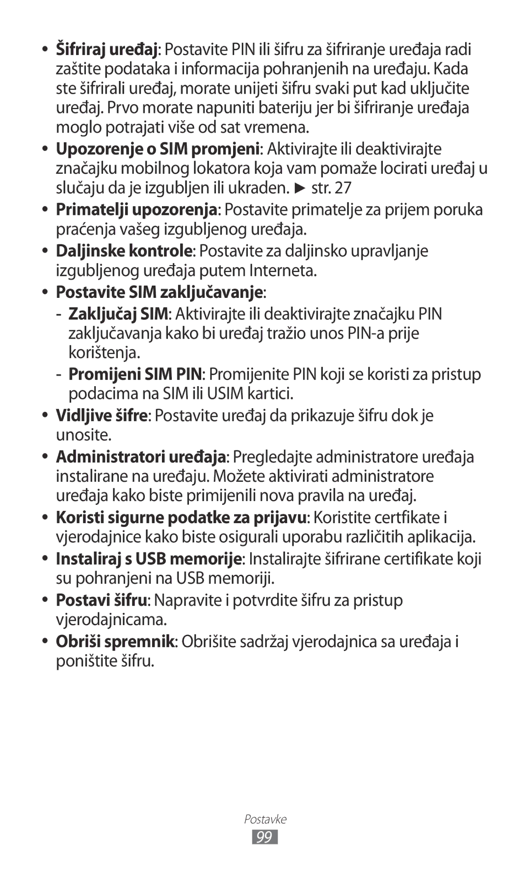 Samsung GT-P7500UWDTRA, GT-P7500UWDVIP, GT-P7500FKDTRA, GT-P7500FKDMOT, GT-P7500FKDCRG manual Postavite SIM zaključavanje 