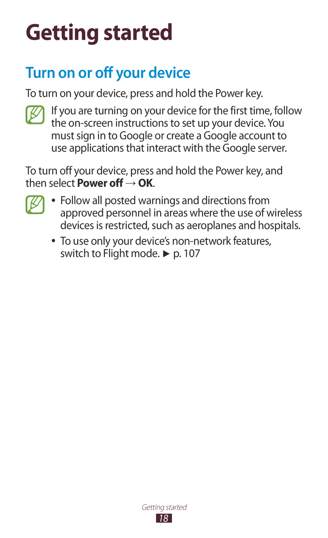 Samsung GT-P7500UWDATO, GT-P7500UWEDBT Turn on or off your device, To turn on your device, press and hold the Power key 