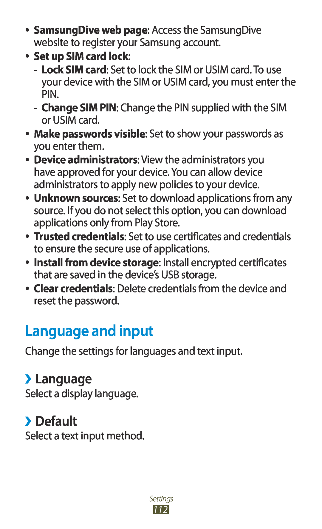 Samsung GT-P7500FKABGL, GT-P7500UWEDBT, GT-P7500FKAATO, GT-P7500FKDVD2 manual Language and input, ››Language, ››Default 
