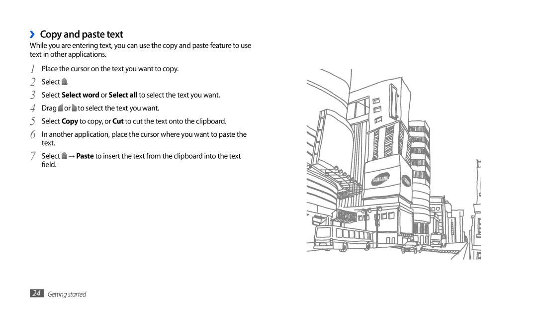 Samsung GT-P7501UWEDBT, GT-P1000CWAXEU user manual ›› Copy and paste text, Drag or to select the text you want 