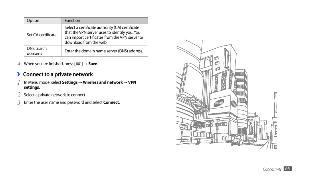 Samsung GT-P1000CWAXEU, GT-P7501UWEDBT user manual ›› Connect to a private network, Select a private network to connect 