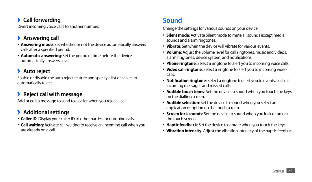 Samsung GT-P1000CWAXEU, GT-P7501UWEDBT user manual Sound 