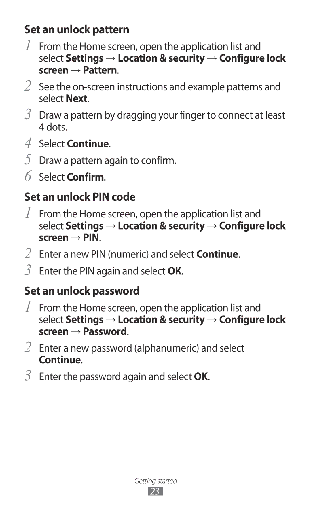 Samsung GT-P7510 user manual Set an unlock pattern 