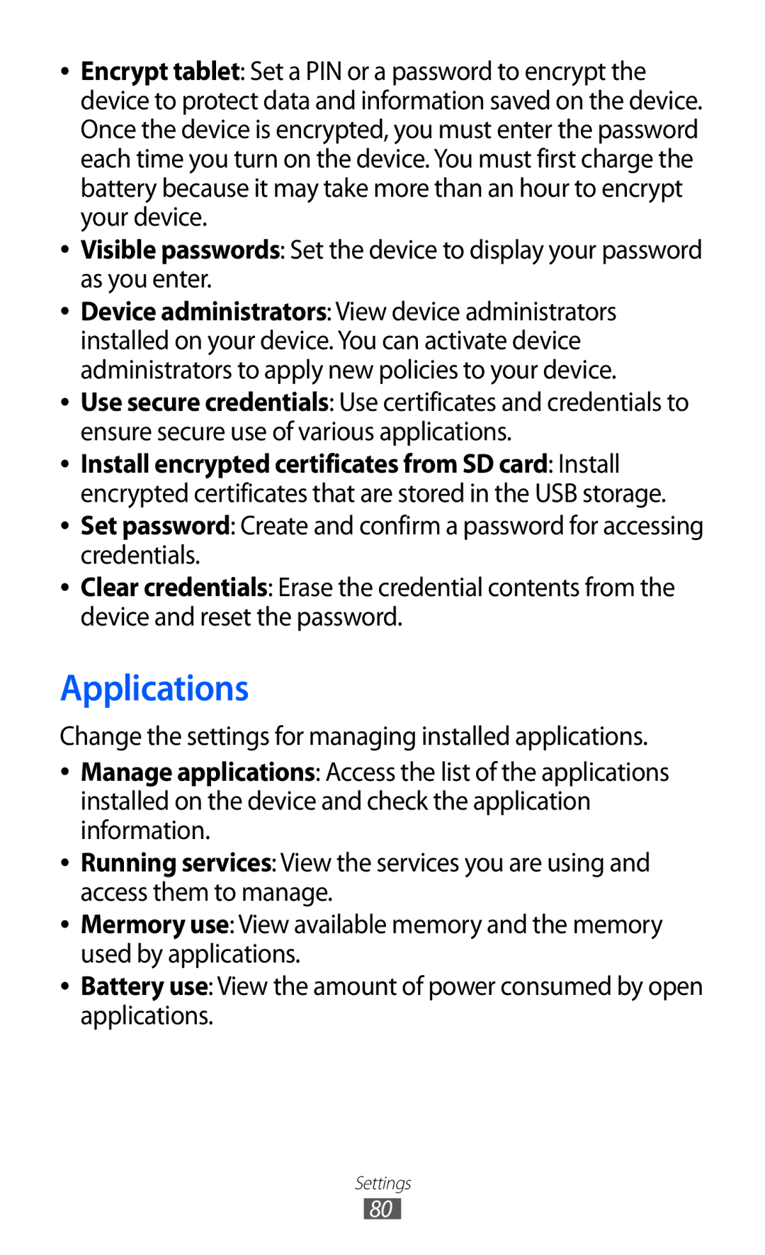 Samsung GT-P7510 user manual Applications 