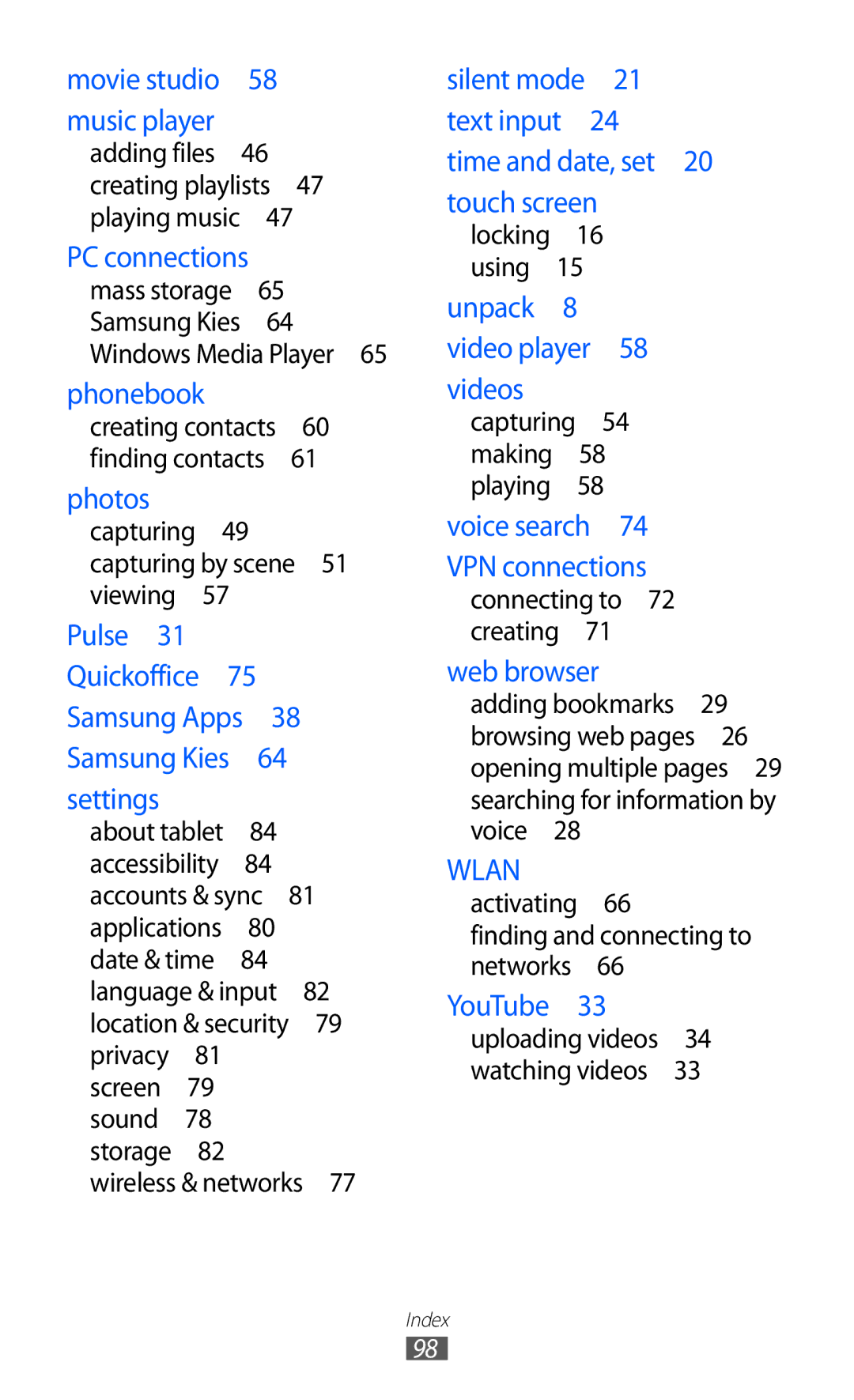 Samsung GT-P7510 user manual Wlan 