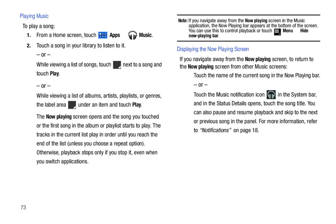 Samsung GT-P7510 user manual Playing Music, Label area under an item and touch Play, Displaying the Now Playing Screen 