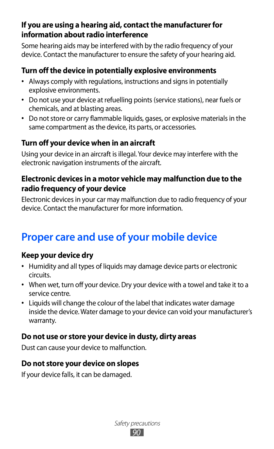 Samsung GT-P7510 Proper care and use of your mobile device, Turn off the device in potentially explosive environments 