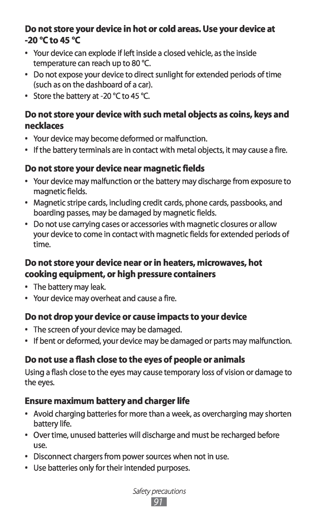 Samsung GT-P7510 Do not store your device near magnetic fields, Do not drop your device or cause impacts to your device 