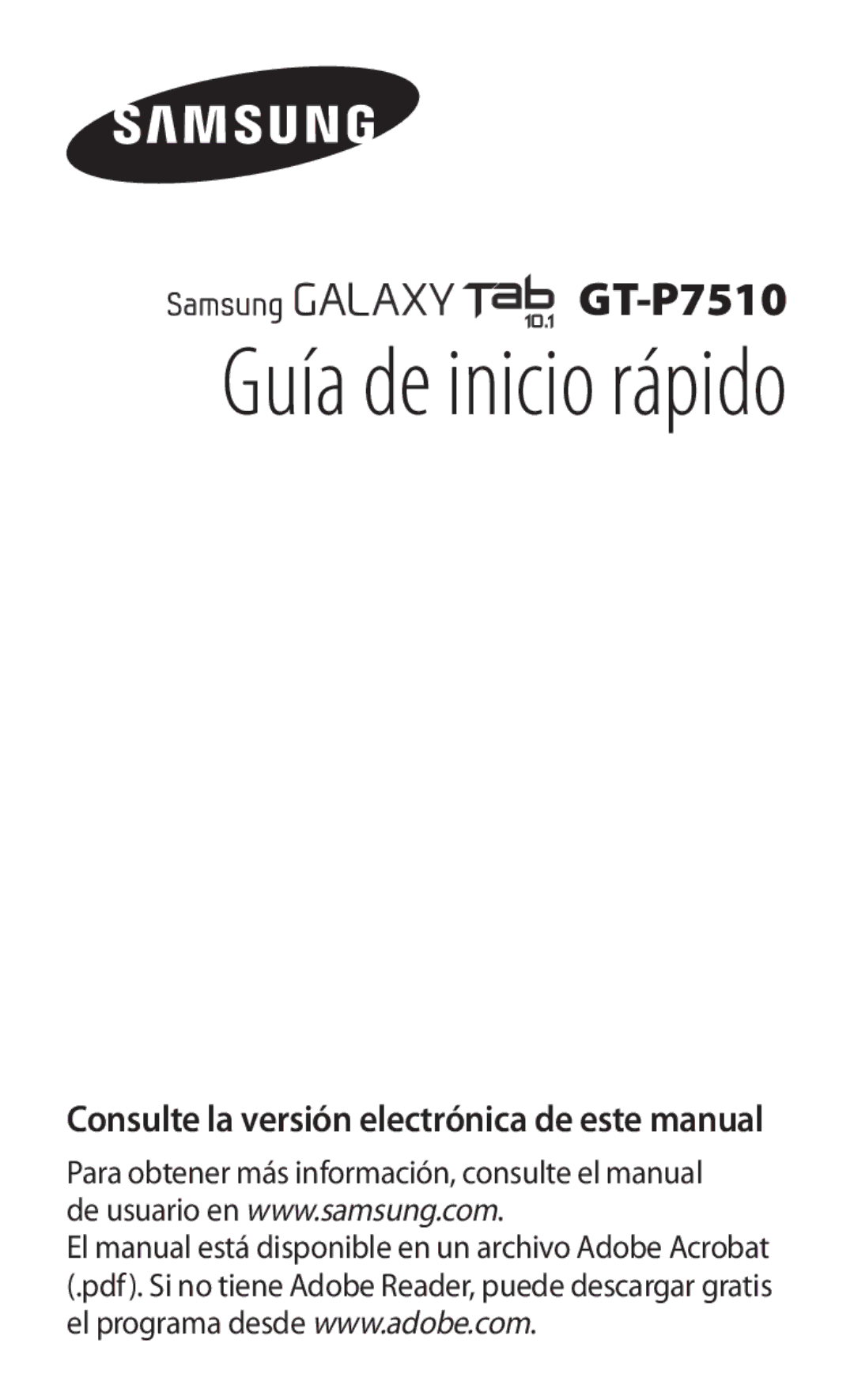 Samsung GT-P7510FKDFOP, GT-P7510UWDFOP manual Guía de inicio rápido, Consulte la versión electrónica de este manual 