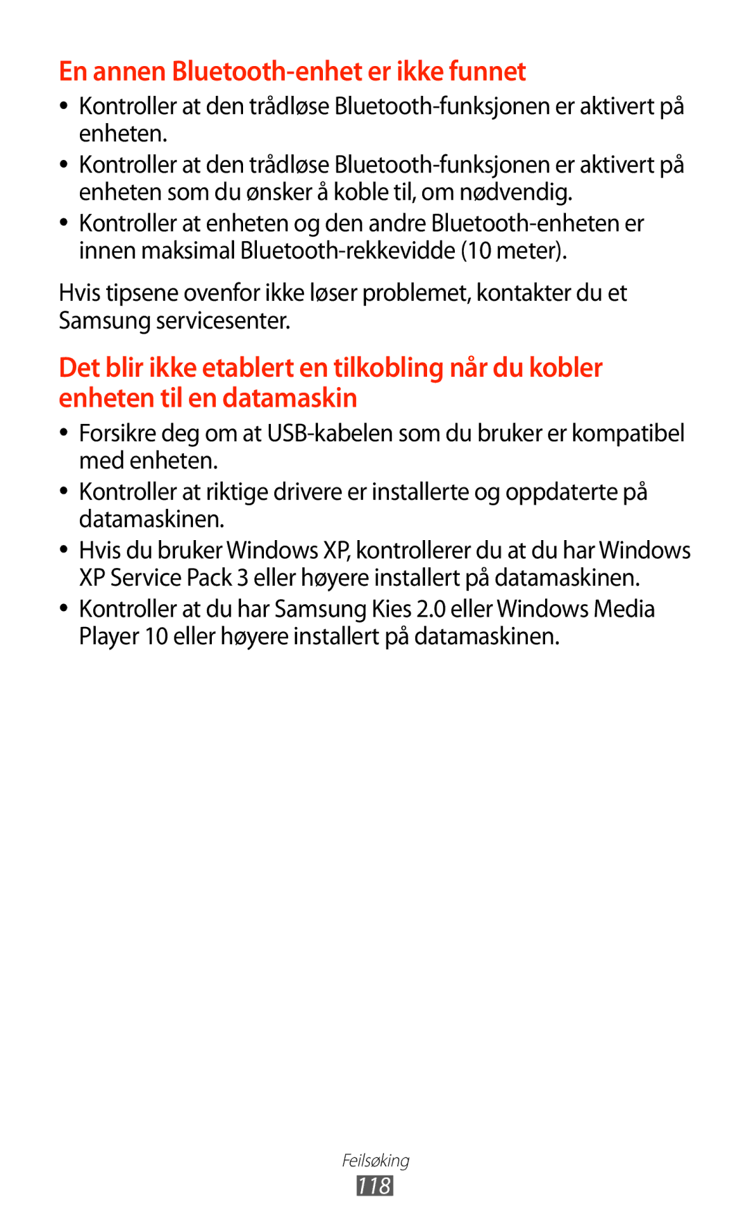 Samsung GT-P7510FKDNEE, GT-P7510UWDNEE, GT-P7510UWENEE, GT-P7510ZWDNEE manual En annen Bluetooth-enhet er ikke funnet 