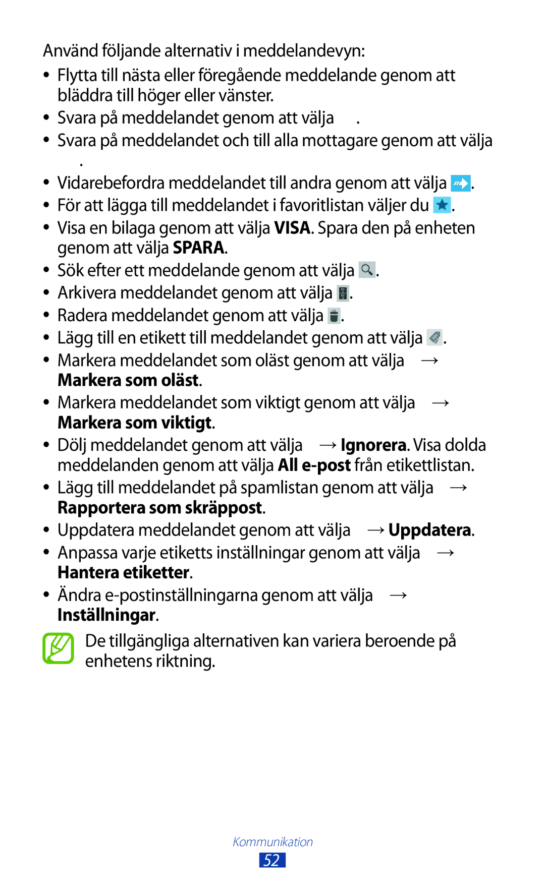 Samsung GT-P7510FKENEE, GT-P7510UWDNEE, GT-P7510UWENEE manual Svara på meddelandet och till alla mottagare genom att välja 