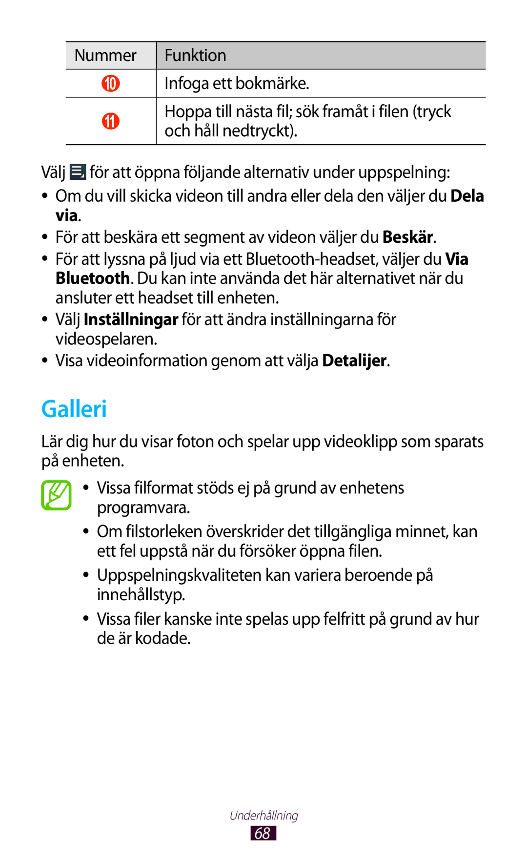 Samsung GT-P7510FKANEE, GT-P7510UWDNEE, GT-P7510UWENEE, GT-P7510ZWDNEE, GT-P7510FKENEE manual Galleri, Infoga ett bokmärke 