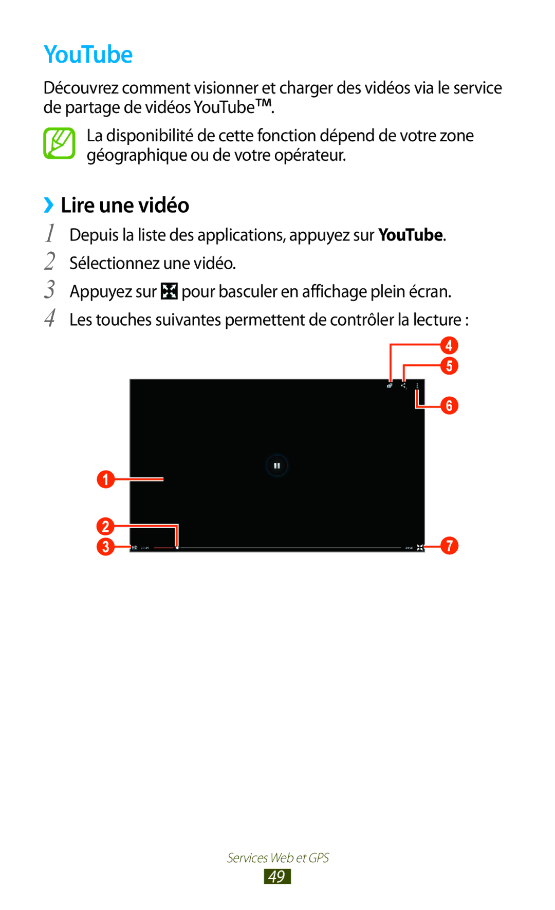 Samsung GT-P7510UWDFTM, GT-P7510UWDXEF, GT-P7510UWAXEF, GT-P7510FKDXEF, GT-P7510FKDFTM manual YouTube, ››Lire une vidéo 