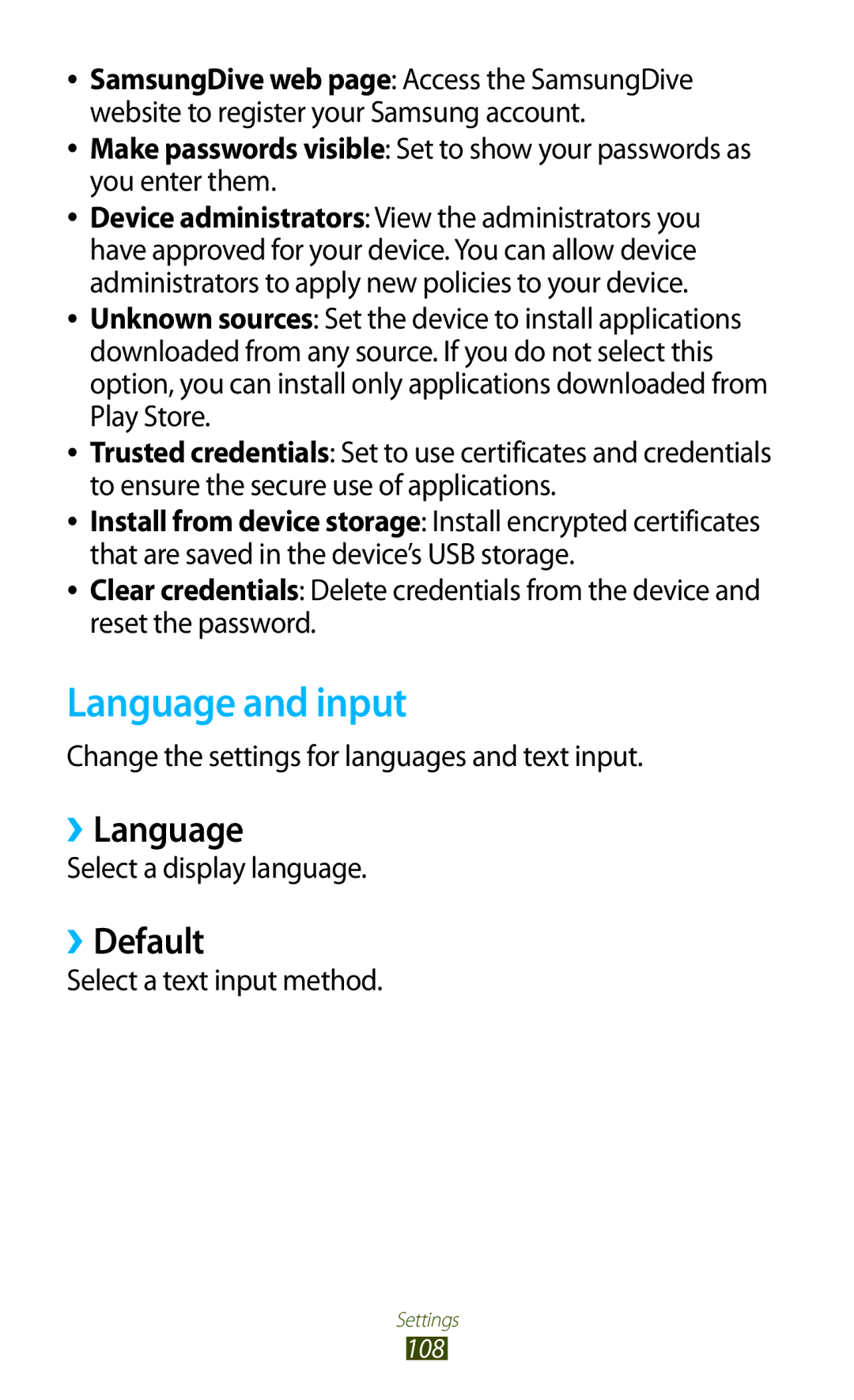 Samsung GT-P7510UWDXEZ, GT-P7510UWEDBT, GT-P7510FKDDBT, GT-P7510FKEDBT manual Language and input, ››Language, ››Default 