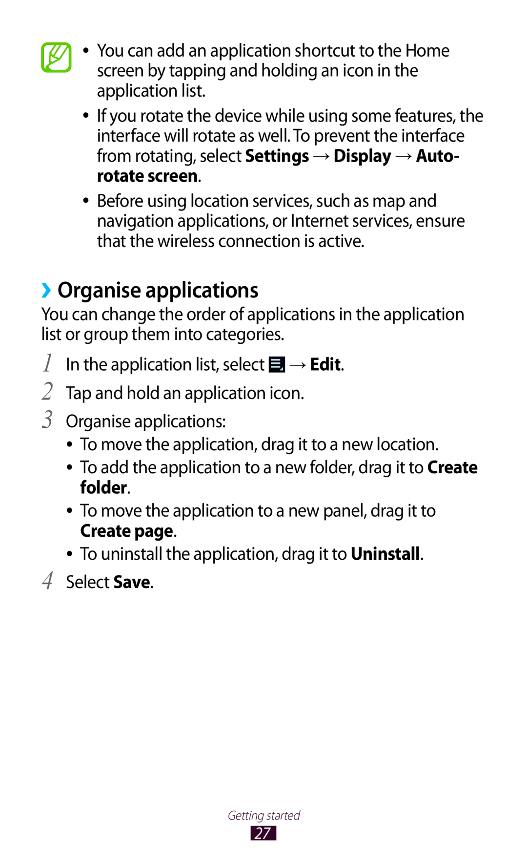 Samsung GT-P7510FKEJED, GT-P7510UWEDBT, GT-P7510FKDDBT, GT-P7510FKEDBT, GT-P7510FKDATO, GT-P7510FKADBT ››Organise applications 