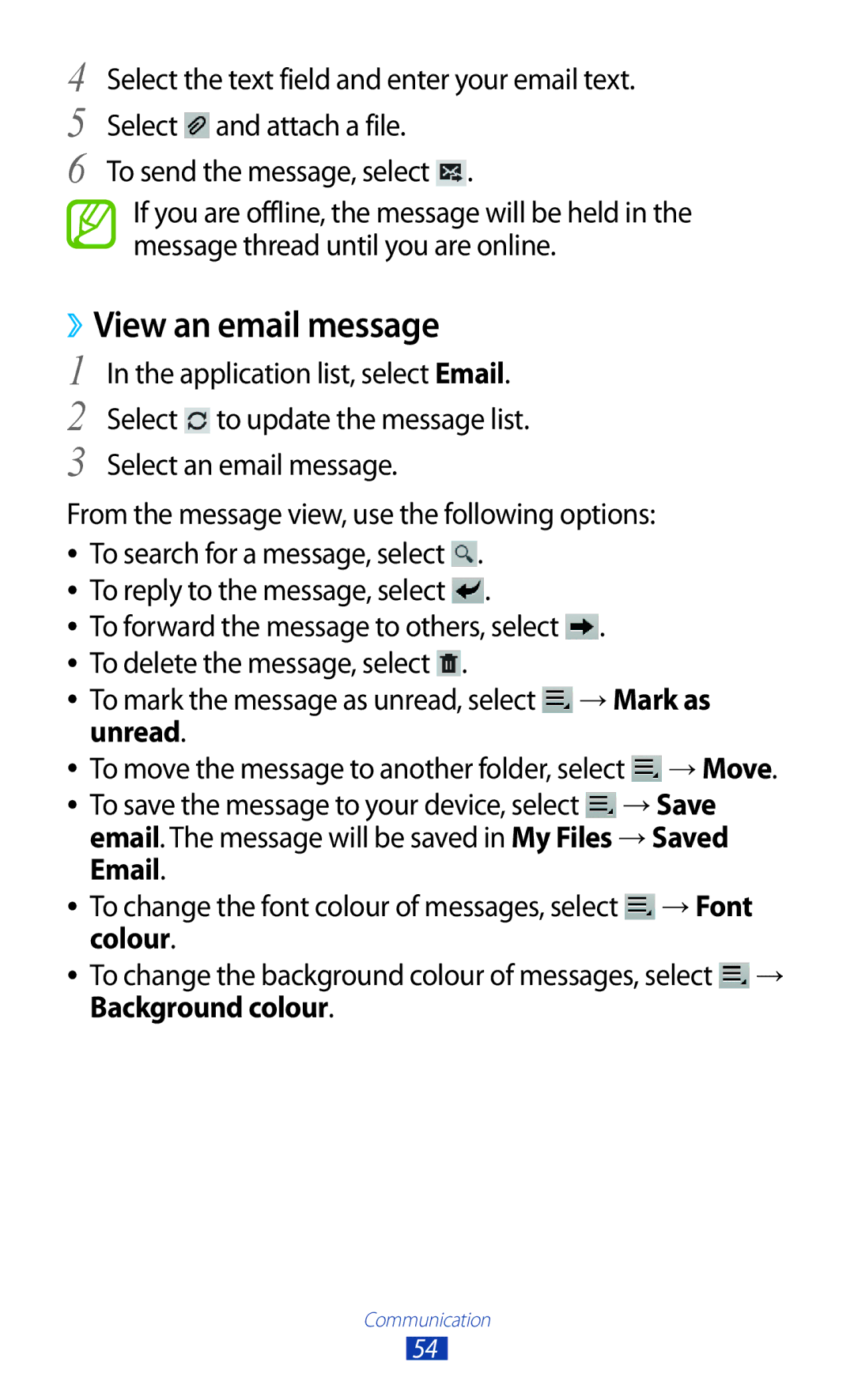 Samsung GT-P7510FKDSER manual To reply to the message, select, To mark the message as unread, select → Mark as unread 