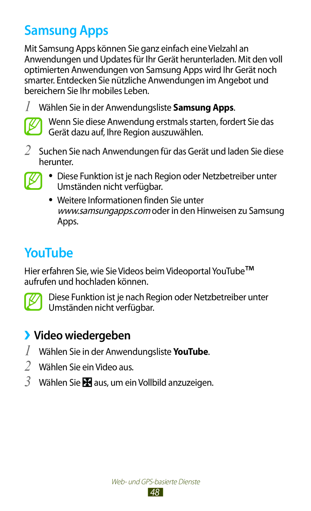 Samsung GT-P7510UWEDBT, GT-P7510FKDDBT, GT-P7510FKEDBT, GT-P7510FKDATO manual Samsung Apps, YouTube, ››Video wiedergeben 