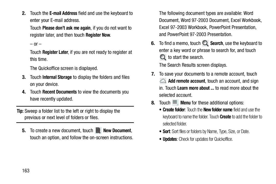 Samsung GT-P7510UWVXAB, GT-P7510MAVXAB, GT-P7510MAYXAB user manual Selected account Touch Menu for these additional options 