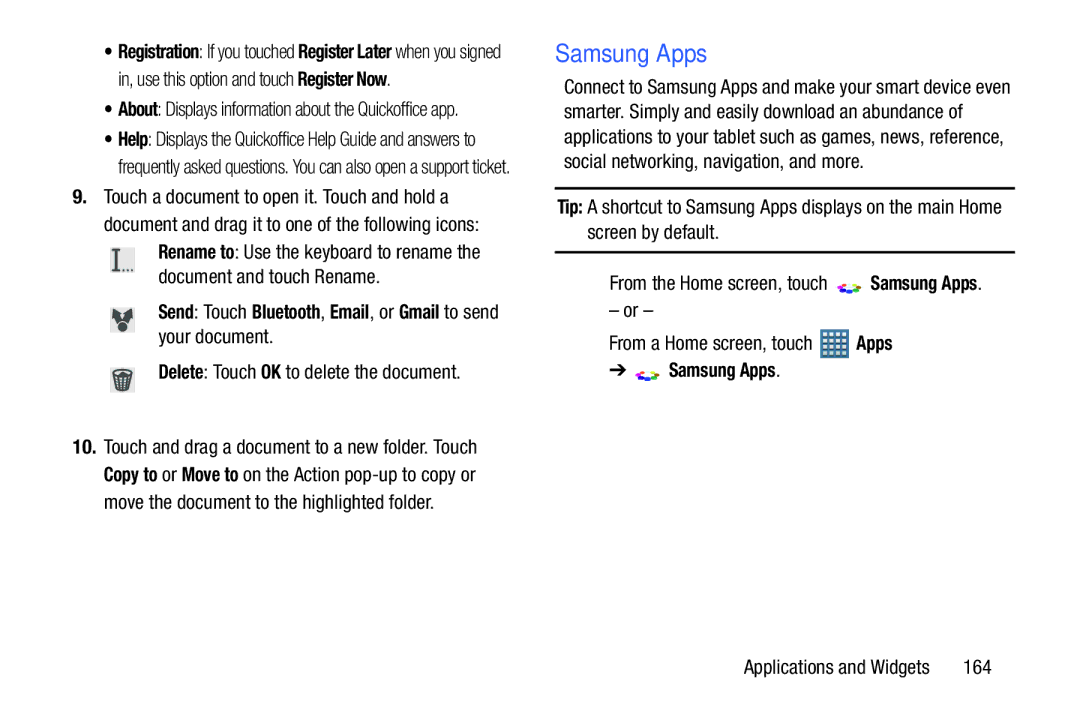 Samsung GT-P7510MAVXAB, GT-P7510UWVXAB Samsung Apps, Send Touch Bluetooth, Email, or Gmail to send your document, 164 