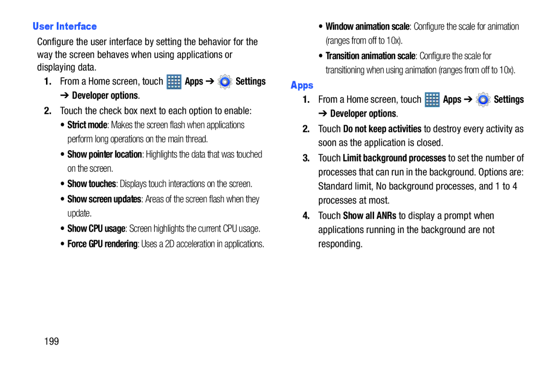 Samsung GT-P7510UWVXAB, GT-P7510MAVXAB user manual User Interface, Apps, Touch the check box next to each option to enable 