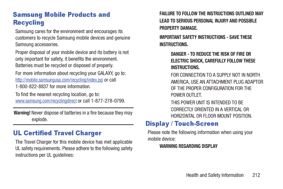 Samsung GT-P7510MAVXAB Samsung Mobile Products and Recycling, UL Certified Travel Charger, Display / Touch-Screen, 212 