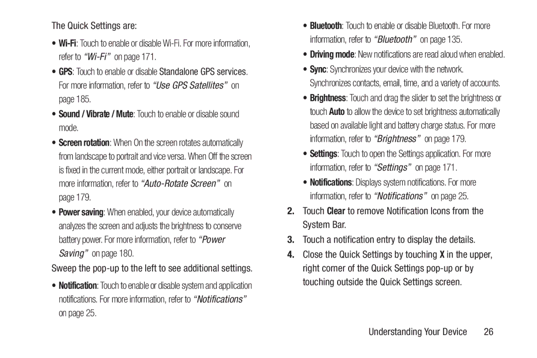 Samsung GT-P7510MAVXAB, GT-P7510UWVXAB Quick Settings are, Sound / Vibrate / Mute Touch to enable or disable sound mode 