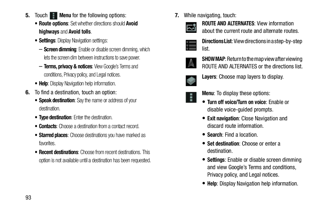 Samsung GT-P7510MAYXAB, GT-P7510UWVXAB, GT-P7510MAVXAB user manual Set destination Choose or enter a destination 