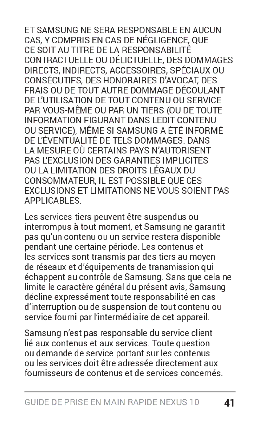 Samsung GT-P8110HAAXEF, GT-P8110HAEXEF manual Guide de prise en main rapide Nexus 