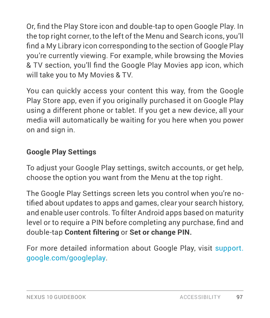 Samsung GT-P8110HAVXAR manual Google Play Settings 