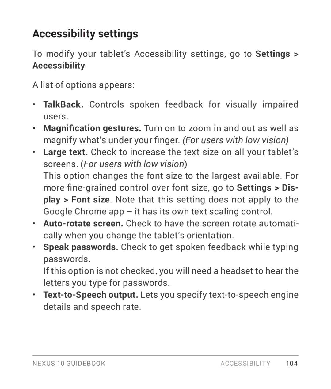 Samsung GT-P8110HAVXAR manual Accessibility settings 