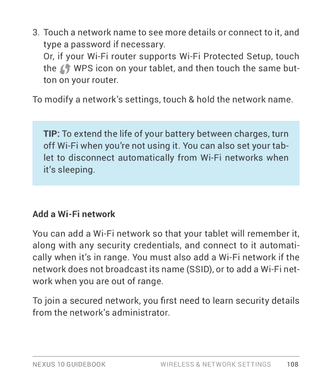 Samsung GT-P8110HAVXAR manual Add a Wi-Fi network 