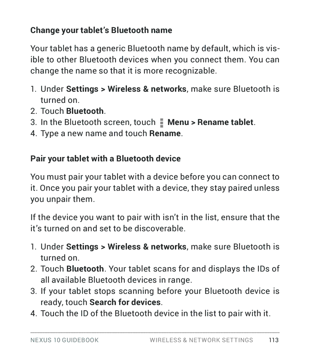 Samsung GT-P8110HAVXAR manual Change your tablet’s Bluetooth name, Pair your tablet with a Bluetooth device 