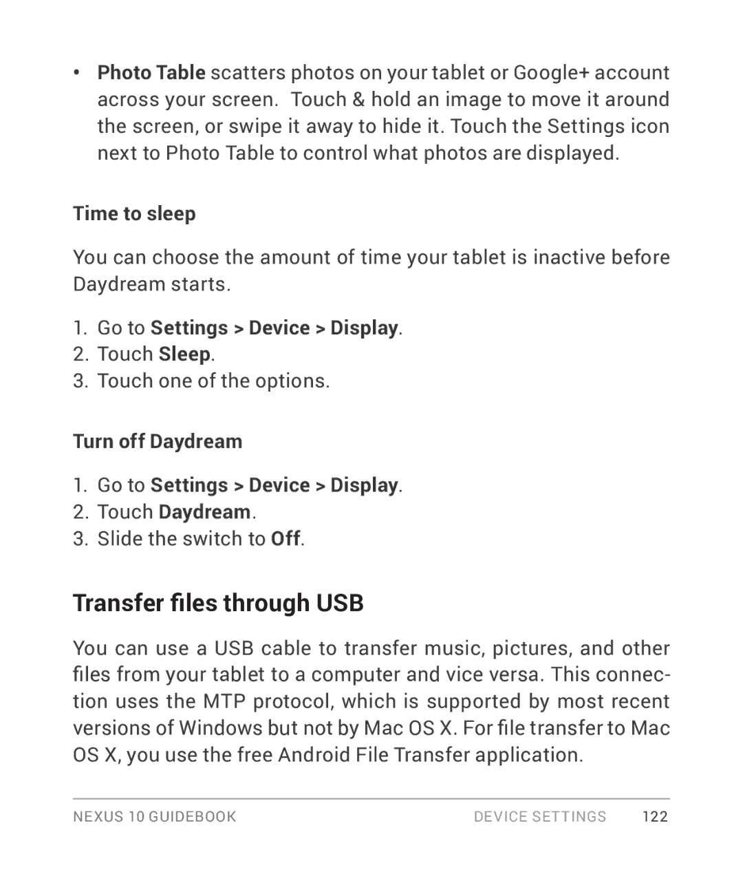 Samsung GT-P8110HAVXAR manual Transfer files through USB, Time to sleep 