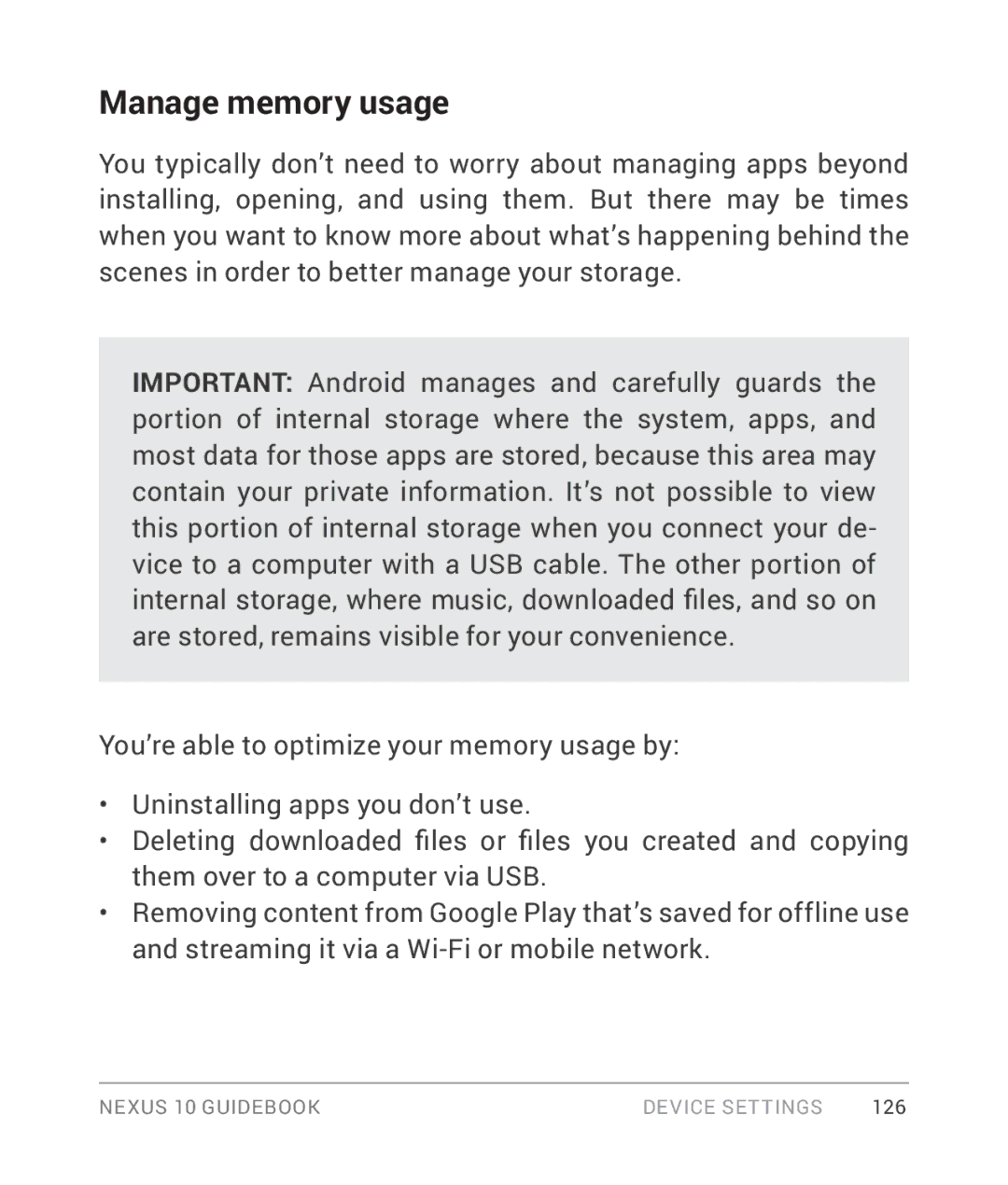 Samsung GT-P8110HAVXAR manual Manage memory usage 