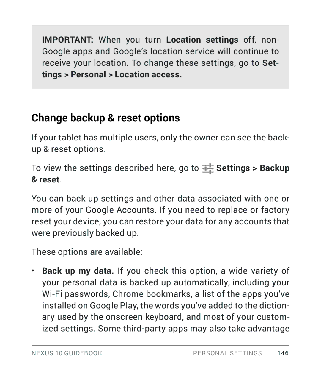 Samsung GT-P8110HAVXAR manual Change backup & reset options, Reset 