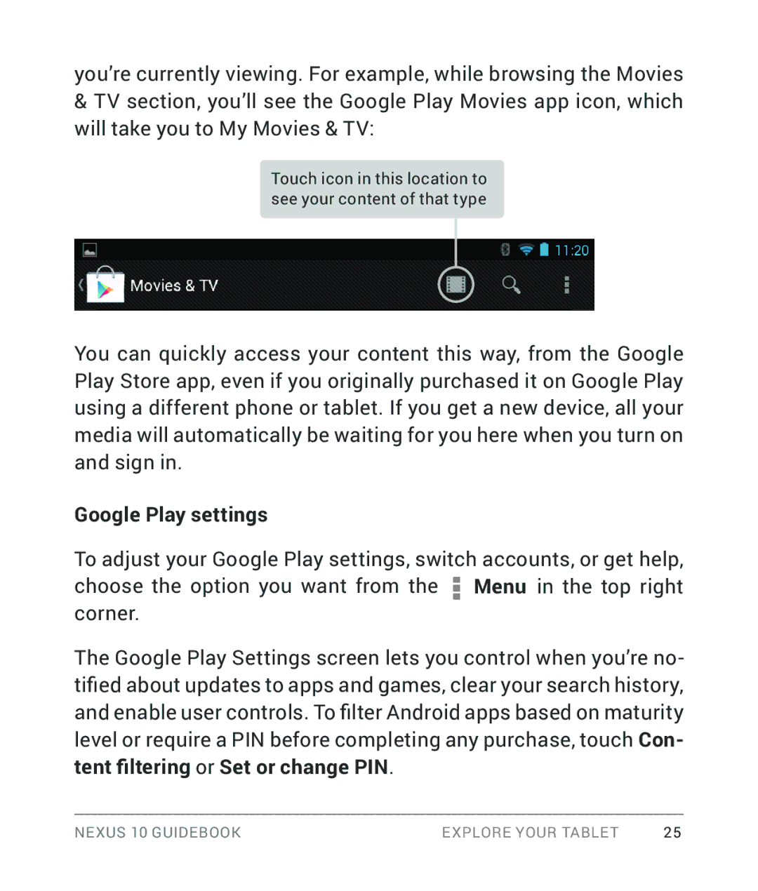 Samsung GT-P8110HAVXAR manual Google Play settings 