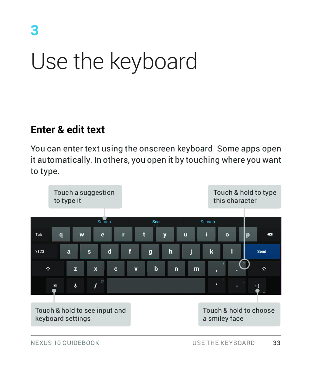 Samsung GT-P8110HAVXAR manual Use the keyboard, Enter & edit text 