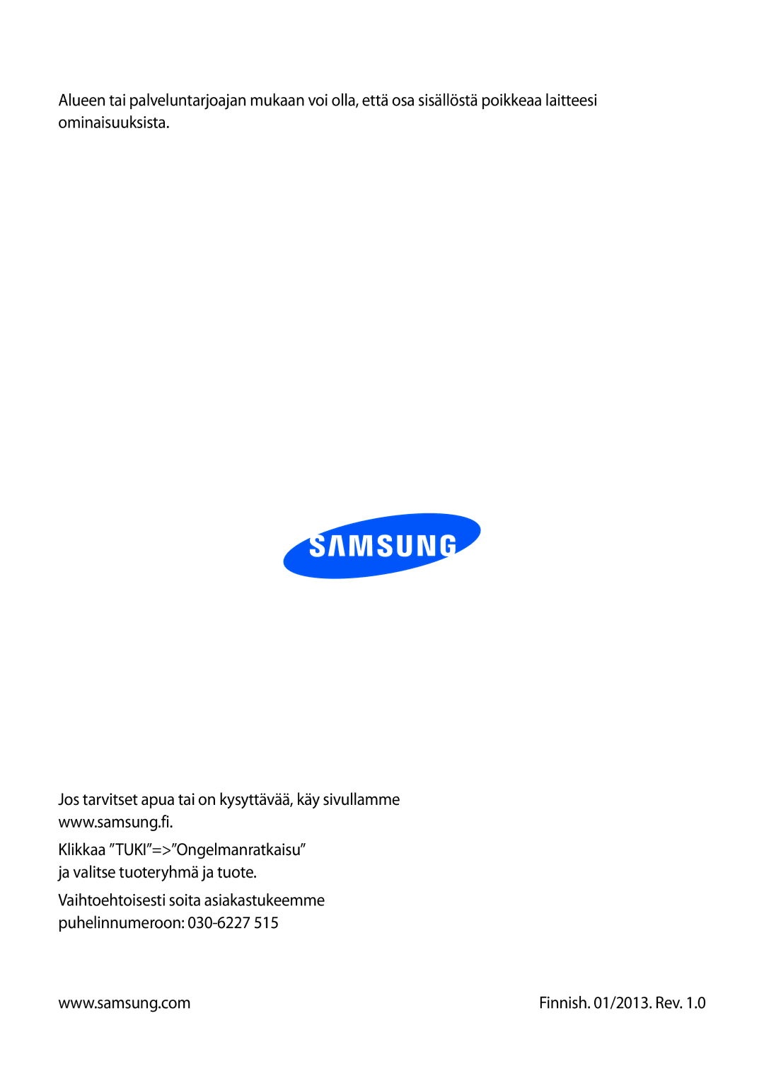 Samsung GT-P8510MSANEE, GT-P8510MSENEE manual Finnish /2013. Rev 